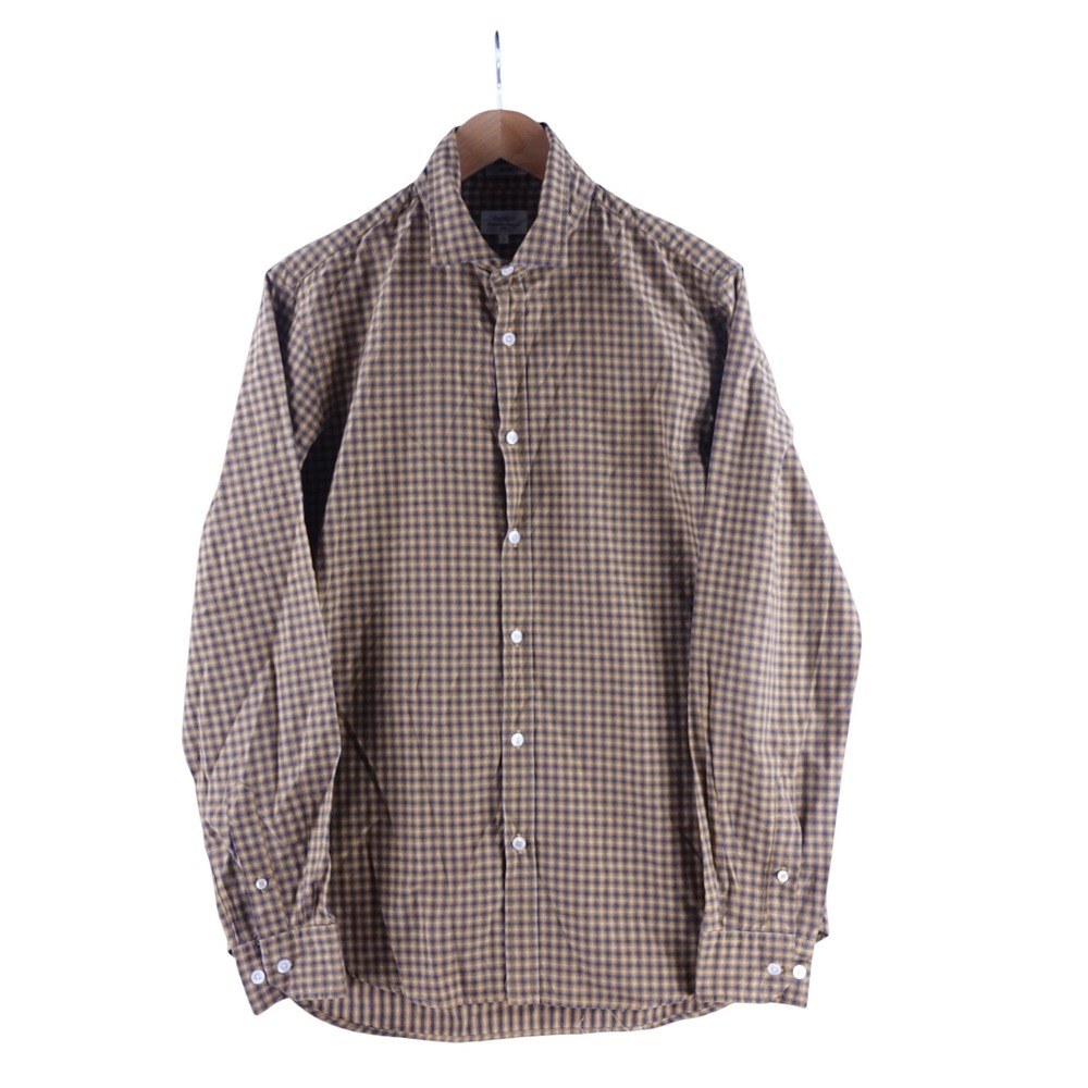 Hartford Alternative Classics Mens Large Slim Fit Check Button Down Shirt Yellow